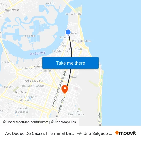Av. Duque De Caxias | Terminal Das Rocas to Unp Salgado Filho map