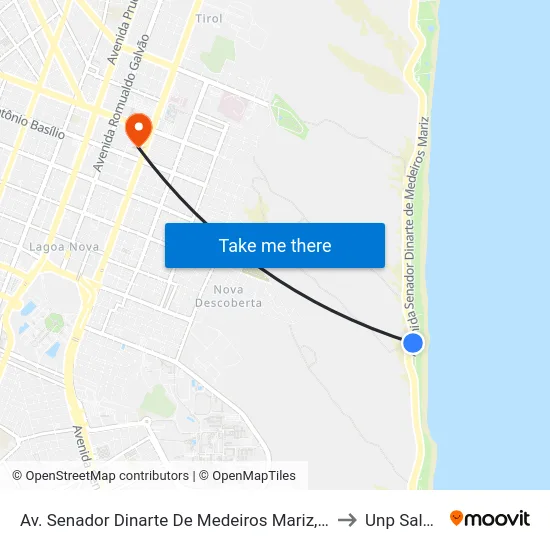 Av. Senador Dinarte De Medeiros Mariz, 4223 | E-Suites Natal Vila Do Mar to Unp Salgado Filho map
