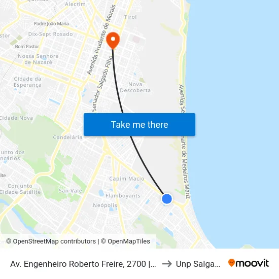 Av. Engenheiro Roberto Freire, 2700 | Faculdade Estácio to Unp Salgado Filho map