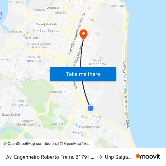 Av. Engenheiro Roberto Freire, 2179 | Movida Seminovos to Unp Salgado Filho map