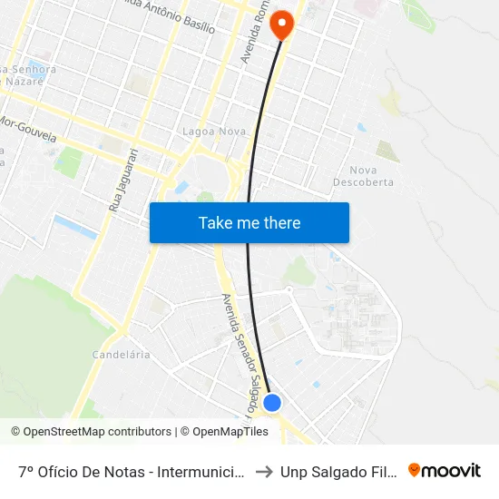 7º Ofício De Notas - Intermunicipal to Unp Salgado Filho map