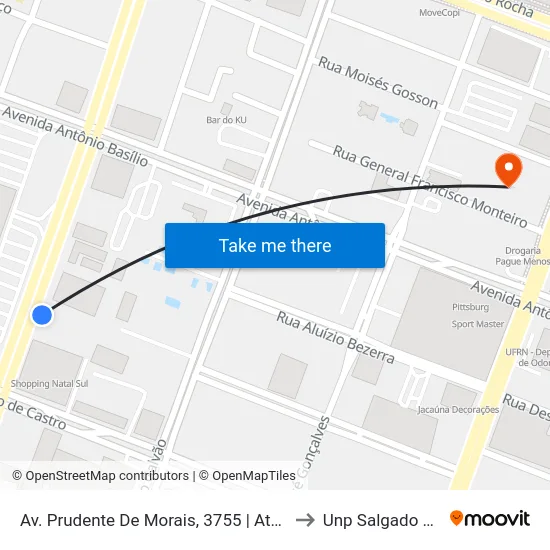 Av. Prudente De Morais, 3755 | Atacadão to Unp Salgado Filho map