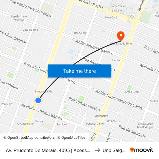Av. Prudente De Morais, 4095 | Acesso Ao Restaurante Mangai to Unp Salgado Filho map
