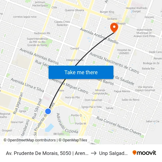 Av. Prudente De Morais, 5050 | Arena Das Dunas to Unp Salgado Filho map