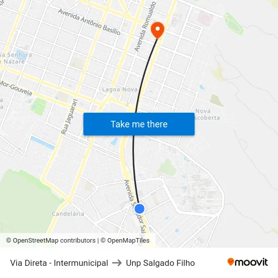 Via Direta - Intermunicipal to Unp Salgado Filho map