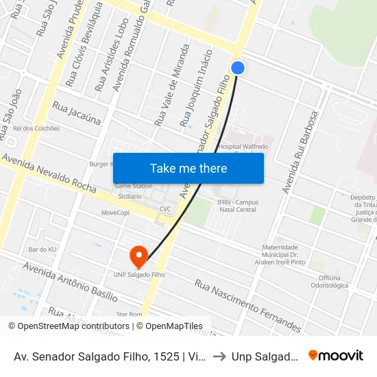 Av. Senador Salgado Filho, 1525 | Villa Park Hotel to Unp Salgado Filho map
