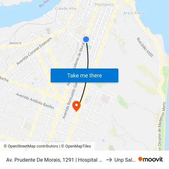 Av. Prudente De Morais, 1291 | Hospital Da Polícia / Supermercado Nordestão Tirol to Unp Salgado Filho map