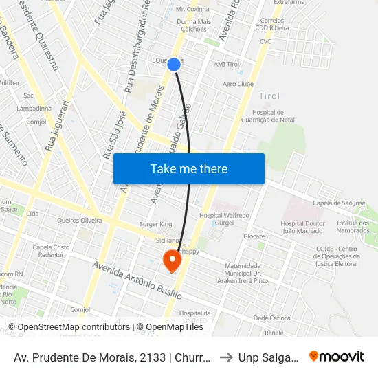 Av. Prudente De Morais, 2133 | Churrascaria Do Arnaldo to Unp Salgado Filho map