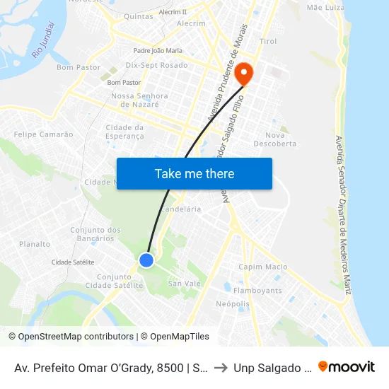 Av. Prefeito Omar O’Grady, 8500 | Sest/Senat to Unp Salgado Filho map