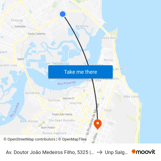 Av. Doutor João Medeiros Filho, 5325 | Expansivo Colégio E Curso to Unp Salgado Filho map