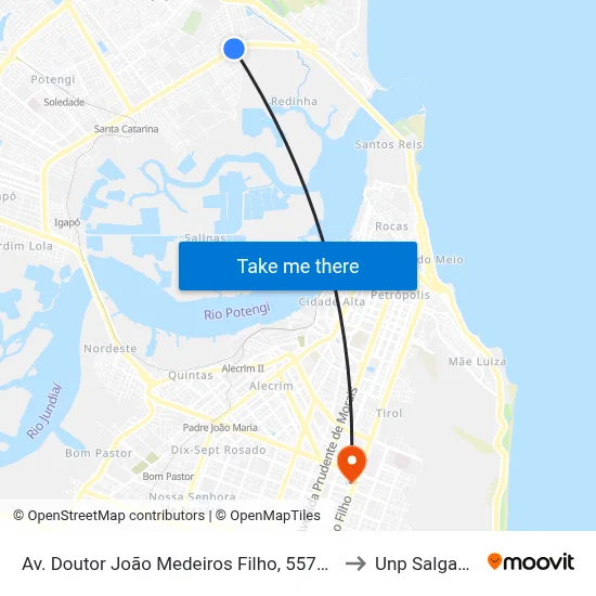 Av. Doutor João Medeiros Filho, 5575 | Splash Piscinas to Unp Salgado Filho map