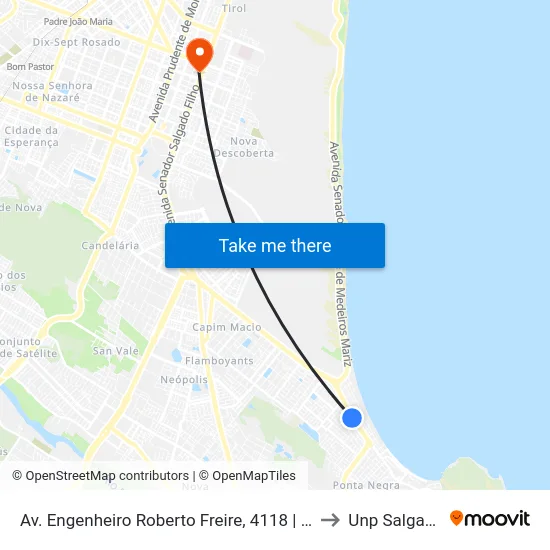Av. Engenheiro Roberto Freire, 4118 | Vilarte Ponta Negra to Unp Salgado Filho map