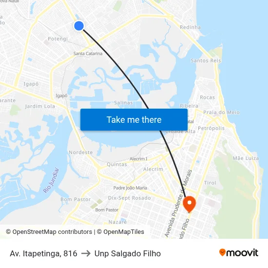 Av. Itapetinga, 816 to Unp Salgado Filho map