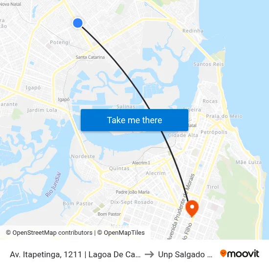 Av. Itapetinga, 1211 | Lagoa De Captação to Unp Salgado Filho map