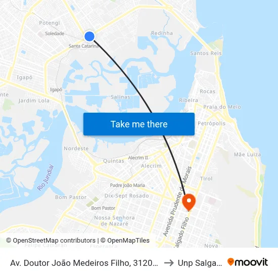 Av. Doutor João Medeiros Filho, 3120 | Uern - Campus Natal to Unp Salgado Filho map