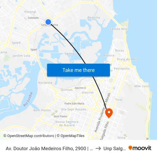 Av. Doutor João Medeiros Filho, 2900 | Parada Certa Espetos E Caldos to Unp Salgado Filho map