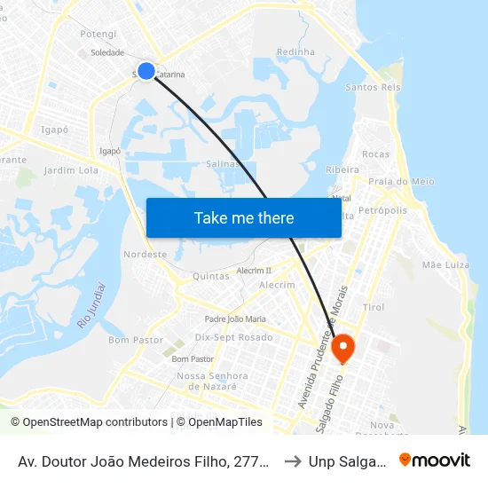 Av. Doutor João Medeiros Filho, 2770 | Conjunto Potengi to Unp Salgado Filho map