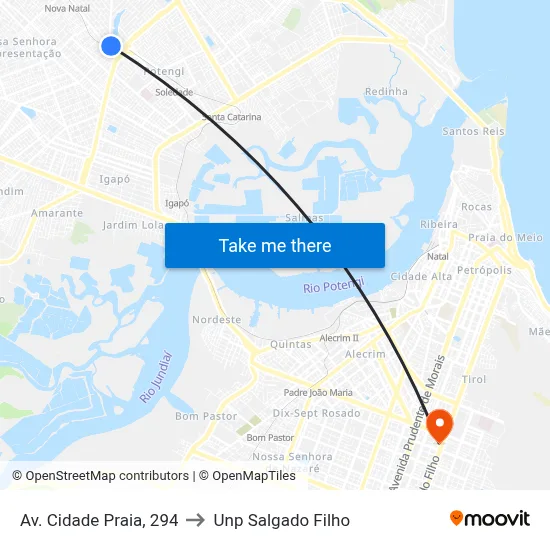 Av. Cidade Praia, 294 to Unp Salgado Filho map