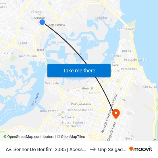 Av. Senhor Do Bonfim, 2085 | Acesso A Upa Potengi to Unp Salgado Filho map