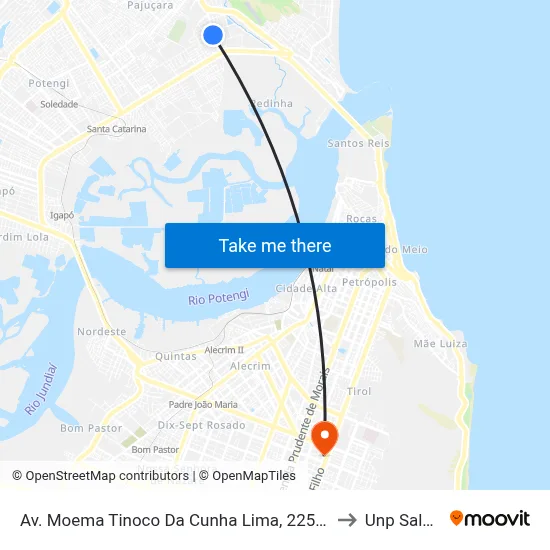 Av. Moema Tinoco Da Cunha Lima, 225 | Supermercado Quatro Estações to Unp Salgado Filho map