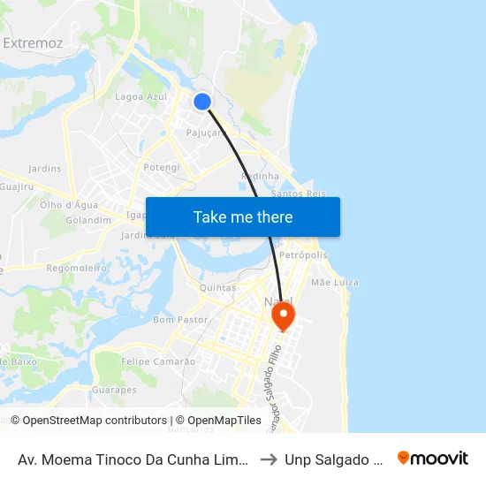 Av. Moema Tinoco Da Cunha Lima, 2761 to Unp Salgado Filho map