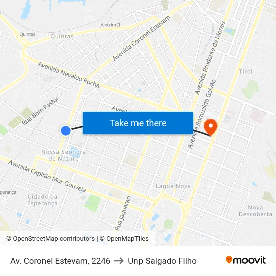 Av. Coronel Estevam, 2246 to Unp Salgado Filho map