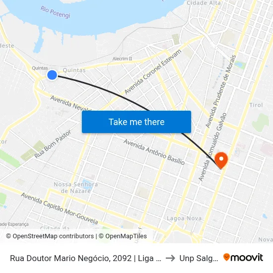 Rua Doutor Mario Negócio, 2092 | Liga - Hospital Doutor Luiz Antônio to Unp Salgado Filho map