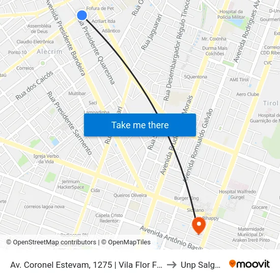 Av. Coronel Estevam, 1275 | Vila Flor Funerária - Intermunicipal to Unp Salgado Filho map