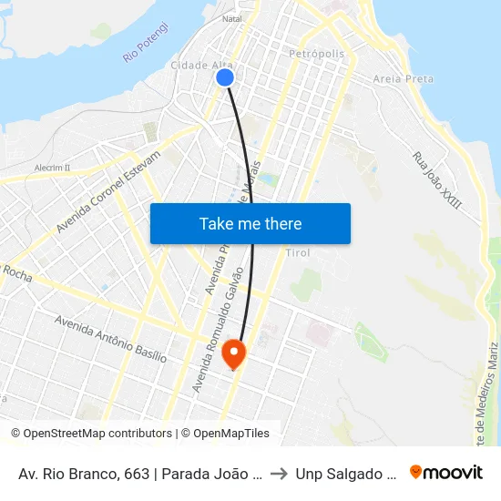 Av. Rio Branco, 663 | Parada João Pessoa to Unp Salgado Filho map