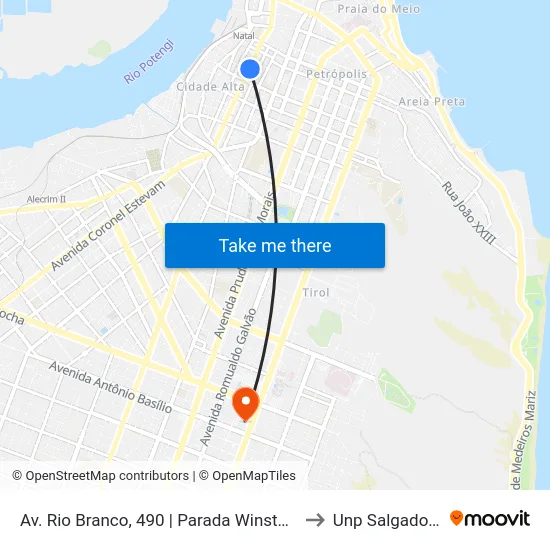 Av. Rio Branco, 490 | Parada Winston Churchill to Unp Salgado Filho map