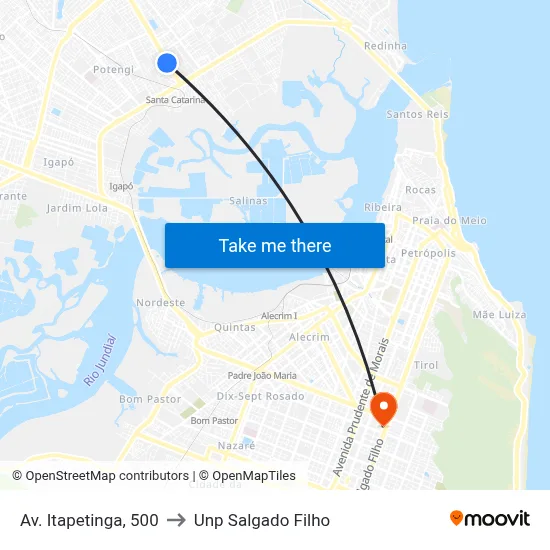 Av. Itapetinga, 500 to Unp Salgado Filho map