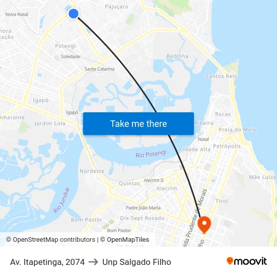 Av. Itapetinga, 2074 to Unp Salgado Filho map