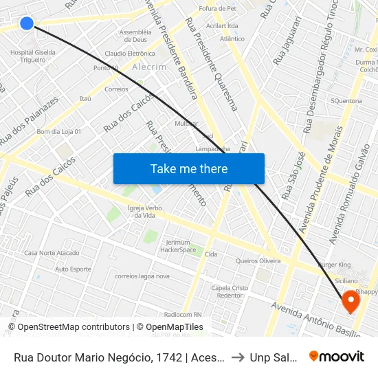Rua Doutor Mario Negócio, 1742 | Acesso Ao Hospital Giselda Trigueiro to Unp Salgado Filho map