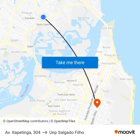 Av. Itapetinga, 304 to Unp Salgado Filho map