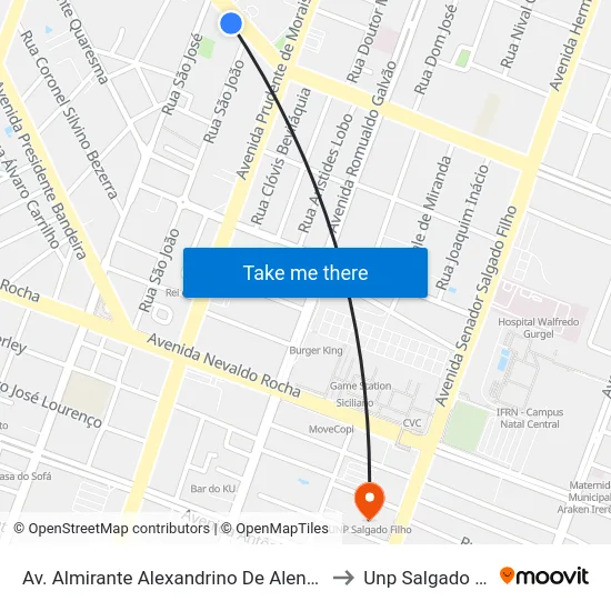 Av. Almirante Alexandrino De Alencar, 1022 to Unp Salgado Filho map