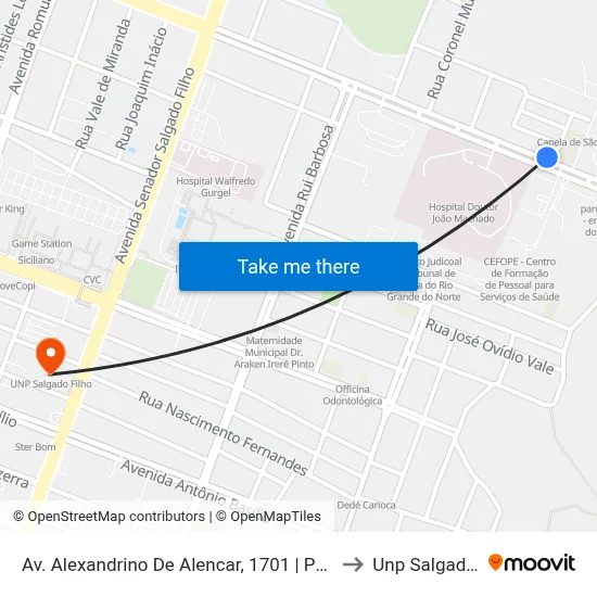 Av. Alexandrino De Alencar, 1701 | Parque Das Dunas to Unp Salgado Filho map