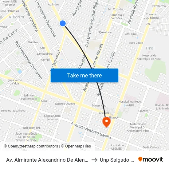 Av. Almirante Alexandrino De Alencar, 691 to Unp Salgado Filho map
