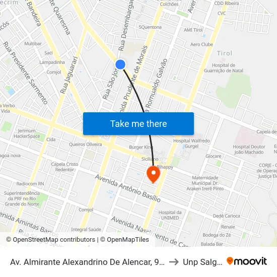 Av. Almirante Alexandrino De Alencar, 973 | Academia De Polícia Militar to Unp Salgado Filho map