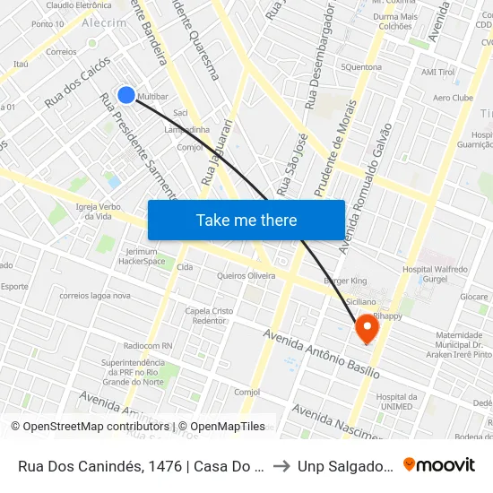 Rua Dos Canindés, 1476 | Casa Do Construtor to Unp Salgado Filho map