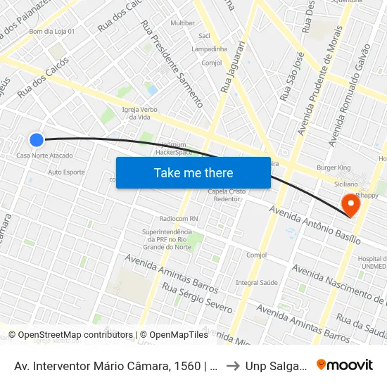 Av. Interventor Mário Câmara, 1560 | Casa Norte Atacado to Unp Salgado Filho map
