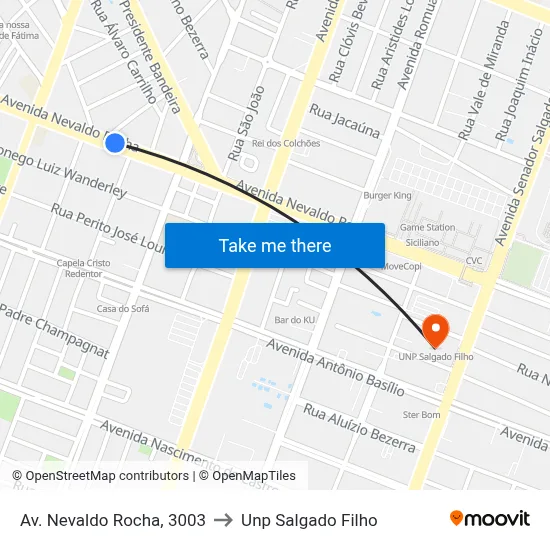 Av. Nevaldo Rocha, 3003 to Unp Salgado Filho map