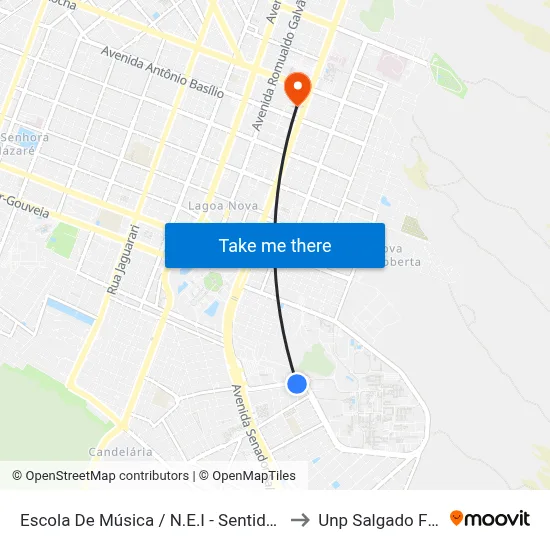 Escola De Música / N.E.I - Sentido R.U. to Unp Salgado Filho map