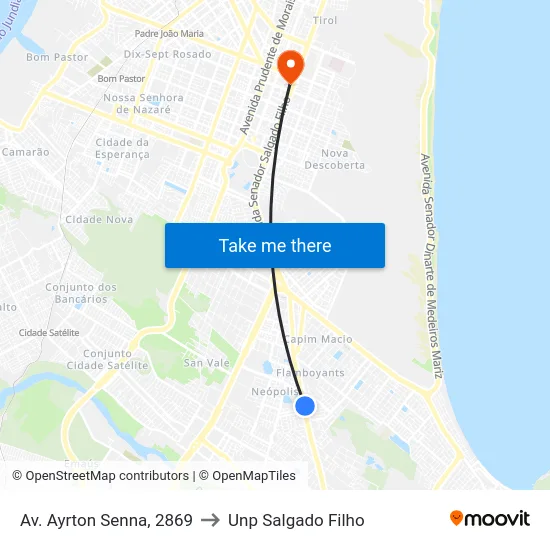 Av. Ayrton Senna, 2869 to Unp Salgado Filho map