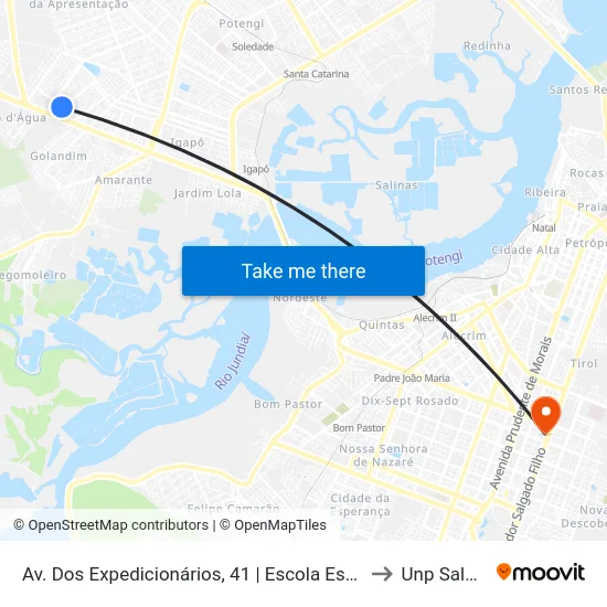 Av. Dos Expedicionários, 41 | Escola Estadual Profª Ana Júlia Mousinho to Unp Salgado Filho map
