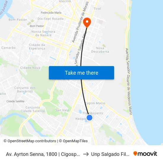 Av. Ayrton Senna, 1800 | Cigospen to Unp Salgado Filho map