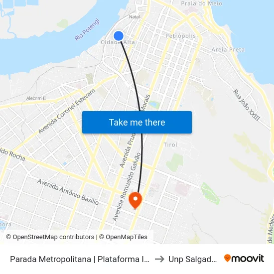Parada Metropolitana | Plataforma Intermunicipal to Unp Salgado Filho map