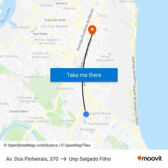 Av. Dos Pinheirais, 370 to Unp Salgado Filho map