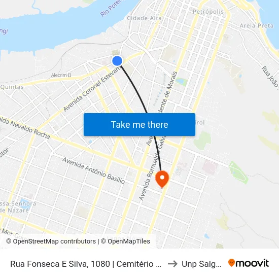 Rua Fonseca E Silva, 1080 | Cemitério Do Alecrim (Intermunicipal) to Unp Salgado Filho map