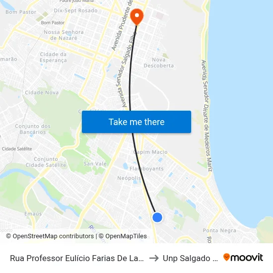 Rua Professor Eulício Farias De Lacerda, 15 to Unp Salgado Filho map