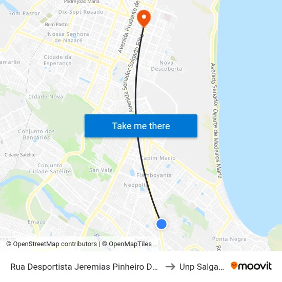 Rua Desportista Jeremias Pinheiro Da Câmara Filho, 1504 to Unp Salgado Filho map